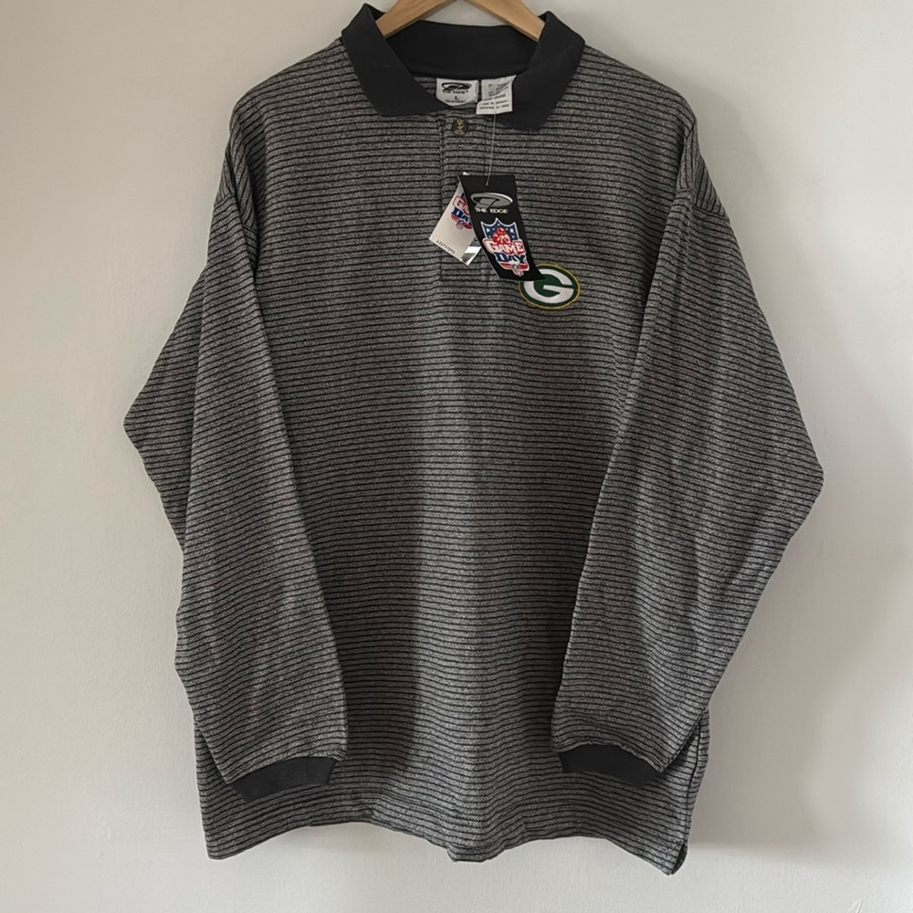 Vintage Green Bag Packers Polo Long Sleeve / New / 1999 / NFL Game Day